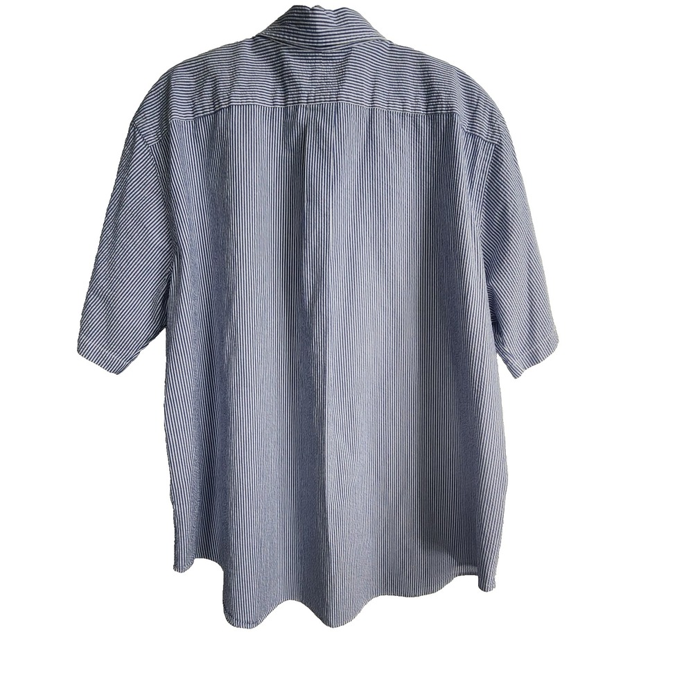 Ralph Lauren Shirt Men's 2X Blue White Striped Seersucker Button Up Preppy - Picture 2 of 7